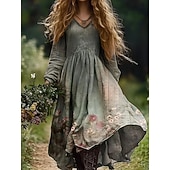 billiga Etnisk Boho Klänning-kvinnors boho klänning blommig v-ringad maxi klänning vintage klänning tryck klänning mode modern sommar våren
