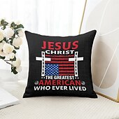 billige Ferieputetrekk-4. juli dekorative putetrekk 1PK selvstendig dag amerikansk myk firkantet sofa puteomslag putevar soverom stue sofa stol
