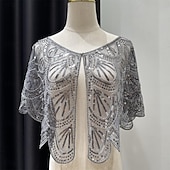 levne Šály a šátky-Retro Řvoucí 20s 20. léta 20. století šátek Wrap Přehozy přes ramena Velký Gatsby Buben dívka Flitry Maškarní kostým Dámské Svatební Večerní oslava Plesová maškaráda Dospělé Šátek