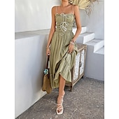 abordables Robes d&#039;été-Femme Robe mi-longue robe blanche Robe casual Robe d&#039;été Robe à enfiler Mode Moderne du quotidien Plage Fin de semaine Standard Plein Sans Manches Bretelles Fines Noir Jaune Bleu Vert Eté