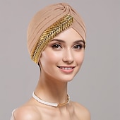 billige Tilbehør til hårstyling-Hodeplagg Polyester / bomullsblanding Solhatt Turbaner Avslappet Kirke Med Sløyfer Paljett Hodeplagg Hodeplagg