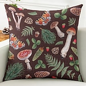 cheap Floral &amp; Plants Style-Mushroom Plant Decorative Toss Pillows Cover 1PC Soft Square Couch Cushion Case Pillowcase for Bedroom Livingroom Sofa Chair