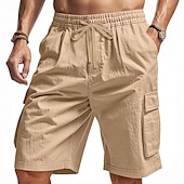 baratos Clássico-Homens Bermuda Cargo Shorts de verão Bermudas Shorts casuais Com Cordão Bolso multi Perna reta Tecido Respirável Pavio Humido Comprimento do joelho Ao ar livre Casual Corrida Moda Roupa de rua