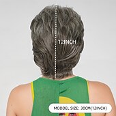 economico parrucca più vecchia-Parrucche sintetiche Ondulato Tessitura riccia Taglio asimmetrico Frangetta dritta A macchina Parrucca 30 pollici A1 Capelli sintetici Per donna Classico Comodo Colore Graduale e Sfumato Multicolore
