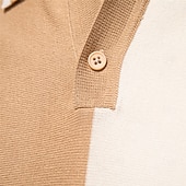 cheap Men's Elite Polo-Men's Polo Knit Polo Sweater Formal Work Turndown Short Sleeve Striped Vertical Stripes Stripe Buttons Spring Black Khaki Polo