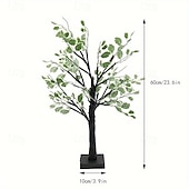 economico Luci decorative-1 pz 60 cm con luce albero a led a foglia verde, luce bianca calda, decorazione per cortile interno ed esterno primaverile ed estivo, alimentatore per batteria AAA, alimentatore USB a doppio uso