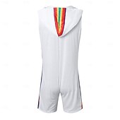 cheap Men's Basic Tees sets-Men's Bodysuit T-shirt Suits Tank Top and Shorts Sleeveless Crew Neck Summer Color Block Sexy One-piece Hooded Vacation Daily Wear Activewear Black White Top Tee for Men