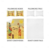 cheap Duvet Cover Sets-Three piece set of African primitive tribal character prints down duvet cover hotel bedroom guest room famous guest bed bedding comfortable set 1 down duvet cover 2 pillowcases king size bed s