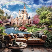 halpa maisemakudos-Maisemapuutarhan Teemainen Riippuva Gobeliini Seinätaito Suuri Gobeliini Seinärakennus Valokuvatausta Peitto Verho Koti Makuu- ja Olohuoneen Koriste