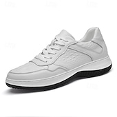 preiswerte Lässig-klassische weiße Leder-Sneaker für Herren mit dezenten Nähten – vielseitiges Schuhwerk für den Alltag und Freizeitausflüge