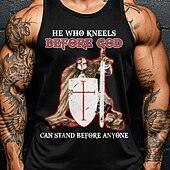 preiswerte Glaubens-T-Shirts-Herren Tempelritter T Shirt Weste Ärmellos T-Shirt 3D-Druck Rundhalsausschnitt Hemd Mode Designer Lässig Schwarz Sommer Frühling Bekleidung S M L XL XXL XXXL