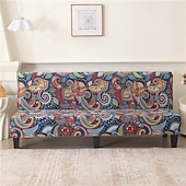billiga Futon soffa-jacquardtyg armlös bäddsoffa överdrag soffa nyår dekor överdrag stretchskydd elastiskt bänkskydd