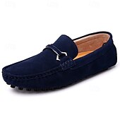 お買い得  メンズ・スリッポン＆ローファー-メンズスエードドライビングモカシン、クラシックなビットバックル付きの豊かなバーガンディ、贅沢で快適なカジュアルシューズ