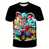 tanie 3D zwierzęta dla chłopca-Dla chłopców 3D Zając Podkoszulek T-shirt Krótki rękaw Lato Wiosna Moda Podstawowy Dzieci 4-12 lat Półgolf Na zewnątrz Codzienny Regularny