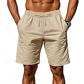 economico Classico-Per uomo Shorts Shorts di Lino Pantaloncini Estivi Shorts da Spiaggia Tasca Coulisse Elastico in vita Semplice Comodità Traspirante Lunghezza al ginocchio All&#039;aperto Casuale Quotidiano Moda Stile