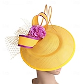 abordables Fascinators-accessoire Imitation Lin Mariage Soirée Élégant Mariage Avec Fleur Casque Couvre-chef