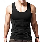 baratos Tops de ginásio-Homens Malha Íntima Top de colete Camiseta Interior camisa sem manga Sem Manga Gola Redonda Verão Tecido Moda Designer Básico Clássico Férias Rua Para Noite Preto Branco Vinho Top Tee para Homens