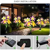 abordables Éclairage paysager-1 pièce de simulation solaire extérieure papillon fleur de lys sol plug-in lampadaire lumineux cour jardin parc chemin pelouse mariage festival fête commémorative décoration lumière devant pierre