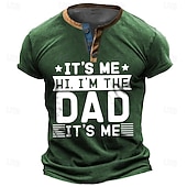 Papa Shirts Festival It'S Me Hi. I'M The Dad It'S Me Letter Quotes & Sayings Dad Henley Street Style Men'S 3D Print T Shirt Tee Casual Dads Gifts Red Blue Green Summer Spring Apparel 8
