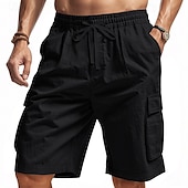 baratos Clássico-Homens Bermuda Cargo Shorts de verão Bermudas Shorts casuais Com Cordão Bolso multi Perna reta Tecido Respirável Pavio Humido Comprimento do joelho Ao ar livre Casual Corrida Moda Roupa de rua