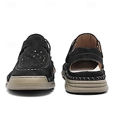 abordables sandalias de exterior-Sandalias beige sin cordones para hombre con diseño perforado y suela acolchada para paseos casuales y ropa de playa.