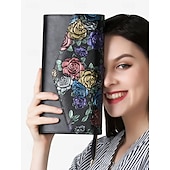 abordables Bolsos de mano y de noche-Cartera de piel sintética con estampado de mariposas y flores para mujer, con cadena, se puede llevar al hombro o cruzada, bolsillos con cremallera de varios compartimentos, adecuada para reuniones diarias y eventos de fiesta por la noche