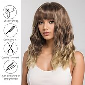 levne Syntetické trendy paruky-Syntetické paruky Loose Curl Velké vlny Vrstvený střih Hluboké rozdělení na stroji Paruka 20&quot; A1 Umělé vlasy Dámské Střední část Klasické Melírované vlasy Hnědá