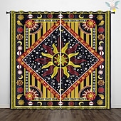 halpa Pimennysverho-RETRO ABSTRAKTI MANDALA AURINKO JA KUU ISOLAHKOTOULOS ULKOBALCONI KESKUSTELUTILA OLOHUONE KOTIKORISTUS 2-KOSKETUS 3D DIGITAALINEN PRINTTAUS REIKÄTUNNUSVERHO