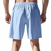 economico Classico-Per uomo Shorts Shorts di Lino Pantaloncini Estivi Shorts da Spiaggia Tasca Coulisse Elastico in vita Semplice Comodità Traspirante Lunghezza al ginocchio All&#039;aperto Casuale Quotidiano Moda Stile