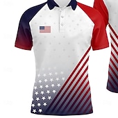 preiswerte Geometrisches Poloshirt für Herren-Amerikanischer Unabhängigkeitstag Herren Amerikanische US-Flagge Golf Sport-Poloshirts Kurzarm Polo-Shirts Hemden mit Kragen Business-Casual Outdoor Athleisure Alltagskleidung Knöpfe 3D-Druck Sommer