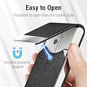 abordables Porte-cartes et étuis-Porte-cartes de visite en cuir synthétique, étui pour cartes de visite, porte-cartes de poche, porte-cartes de visite fin en métal, porte-cartes de visite bloquant les RFID avec fermeture magnétique