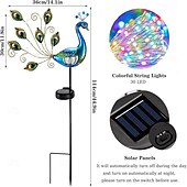 billige Landskapslys-solenergi dobbeltsidig påfugl crack lampe smijern simulering dyr plen lampe utendørs hage gulv plugg lampe ferie fest dekorasjon lampe 1 stk