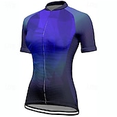 abordables Maillots pour femmes-Femmes Maillot de cyclisme Géométrique Dégradé Manche Courte Cyclisme T-shirt Maillot avec 3 poches arrière VTT Vélo tout terrain Séchage Rapide Design Anatomique Évacuation de l&#039;Humidité Respirant