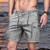 economico Vacanza-Per uomo Pantaloncini cargo Shorts Pantaloncini Estivi Multi-tasche Tasca con Patta Semplice Comodità Indossabile Lunghezza al ginocchio All&#039;aperto Sport Quotidiano Moda Casual Nero Cachi