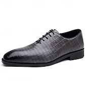 abordables Officiel-Richelieus à lacets en cuir cognac motif crocodile pour homme : chaussures sophistiquées pour professionnels