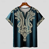 levne Vintage trička-Pánské Bandana Print Tričko Tričko Krátký rukáv tričko 3D tisk Do V Košile Designové Cikánský Dovolená Denní Černá Vodní modrá Léto Jaro Oblečení Běžný S M L XL XXL XXXL