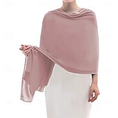 cheap Shawls-Women's Wrap Elegant Sleeveless Chiffon Wedding Wraps With Pure Color For Party Spring &amp; Summer
