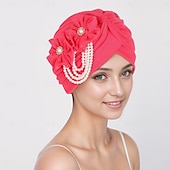 abordables Coiffure de mariage-Coiffure Mélange Polyester / Coton Chapeau souple Turbans Mariage Soirée Rétro Avec Perle Perlage Casque Couvre-chef