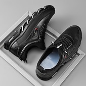 billiga Herrsneakers-robusta utomhusskor för män i brun och svart, slitstark konstläderkonstruktion med sicksacksula för bättre grepp