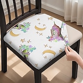 abordables Funda para silla de comedor-Funda para asiento de silla de comedor, funda para taburete, fundas de poliéster con estampado geométrico
