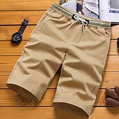 baratos shorts de trabalho-Homens Shorts sociais Shorts de trabalho Com Cordão Cintura elástica Bolso multi Tecido Conforto Vestível Comprimento do joelho Ao ar livre Esporte Diário Moda Casual Preto Azul Marinha