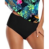 abordables Robes de bain-Femme Maillots de Bain Tankini Maillot de bain Hawaïen Magnifique Fleur Feuilles Sans Manches Maillots de bain