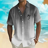 cheap Tropical Plants-Men&#039;s Coconut Tree Tropical Plants Shirt Summer Hawaiian Shirt Button Up Shirt Short Sleeve Hawaiian Resort Vacation Holiday Beach Wear Summer Spring Turndown 3D Print Collared Shirts Blue Green Gray