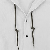 preiswerte Urlaub-Herren Weißes Baumwollhemd Minimalistisches Aloha-Shirt Freizeithemd Knopfhemd Baumwollhemd Kokospalme Urlaub Straße Schwarz Weiß Blau Khaki Langarm Mit Kapuze Frühling &amp; Sommer Bekleidung Button-Down