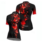 ieftine Tricouri pentru femei-Pentru femei Jersey de ciclism Fluture Manșon scurt Bicicletă Tricou Tee Jerseu cu 3 buzunare spate Ciclism montan Uscare rapidă Proiectare anatomică Wicking Respirabil Sport Rosu Albastru Verde