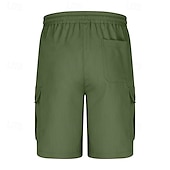 baratos Clássico-Homens Bermuda Cargo Calção Shorts de verão Com Cordão Cintura elástica Bolso multi Tecido Conforto Vestível Comprimento do joelho Ao ar livre Esporte Diário Moda Casual Preto Azul