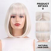 お買い得  トレンドの合成ウィッグ-人工毛ウィッグ ウェーブ カーリーウィーブ アシメントリー・ヘアカット ニートバング 機械製 かつら 30 インチ A1 合成 女性用 クラシック 快適 カラーグラデーション マルチカラー