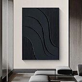 cheap POP Oil Paintings-Large Abstract Canvas Black Minimalist painting handmade Abstract Painting Nordic Abstract Painting for Living Room Abstract Painting Boho Abstract Wall Art painting