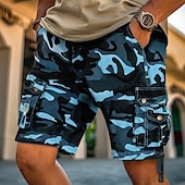 abordables Exterior-Hombre Pantalón Corto Cargo Shorts para senderismo Bolsillo Multi bolsillo Color Camuflaje Comodidad Transpirable Corto Casual chino Camuflaje rojo Camuflaje Azul Rígido