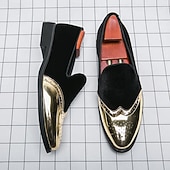 preiswerte Männer Schuhe-Männer Mardi Gras rote Samt und goldene Akzent Slipper – luxuriöse Slipper für Karneval Partys und elegante Veranstaltungen
